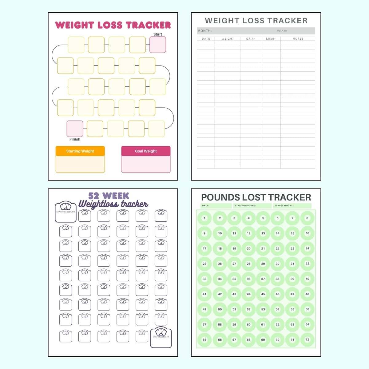 free printable weightloss motivation tracker